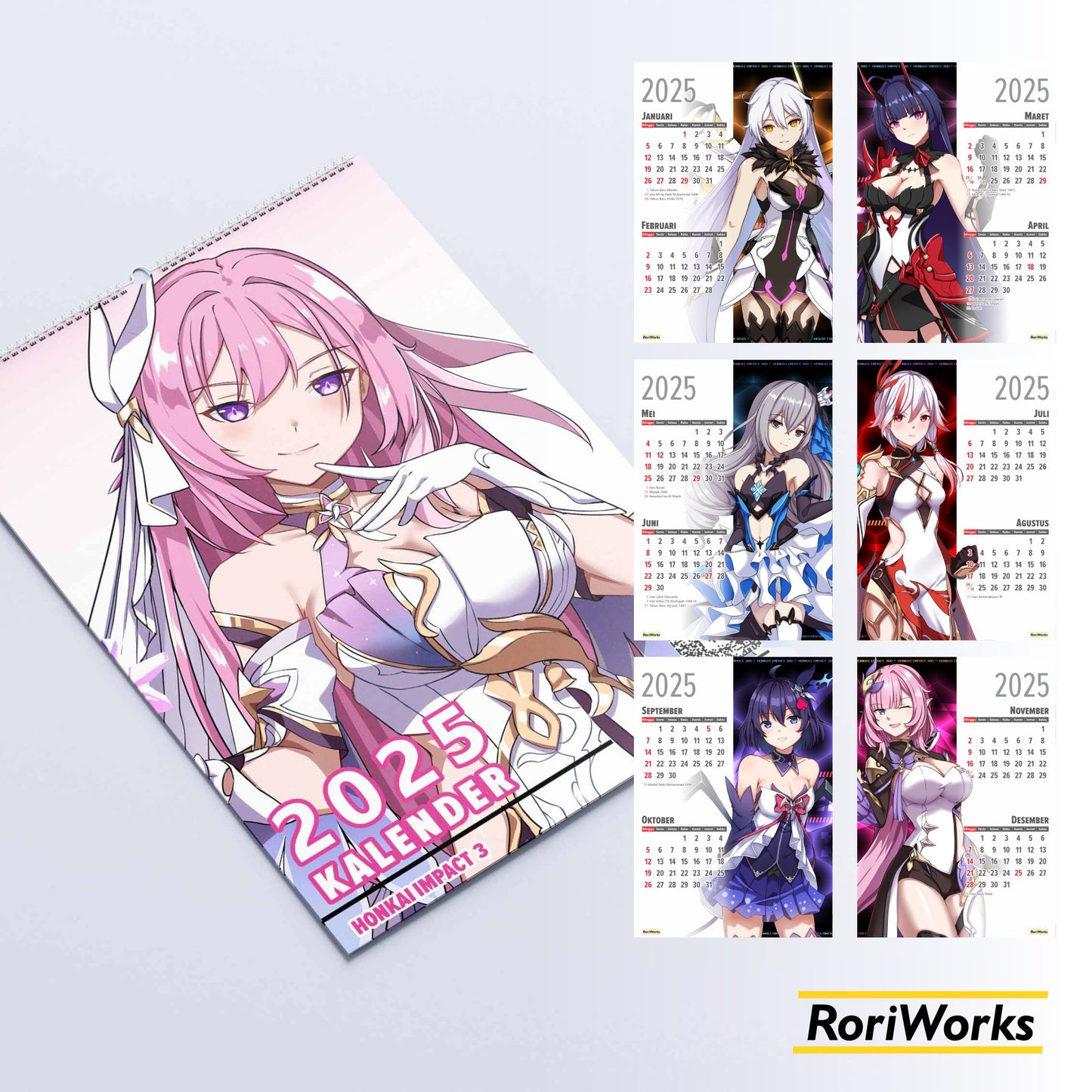 Kalender Dinding 2025 | Honkai Impact 3rd