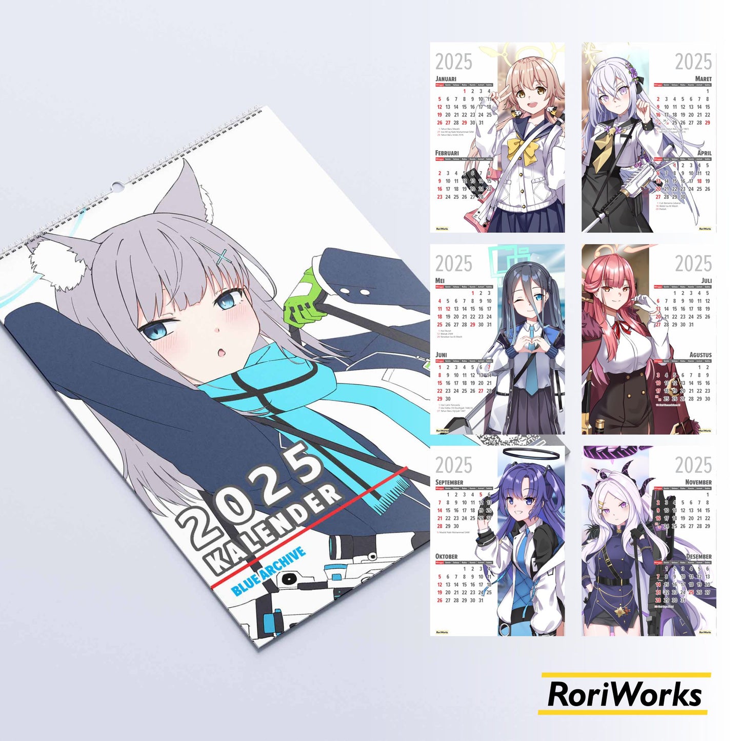 Kalender Dinding 2025 | Blue Archive