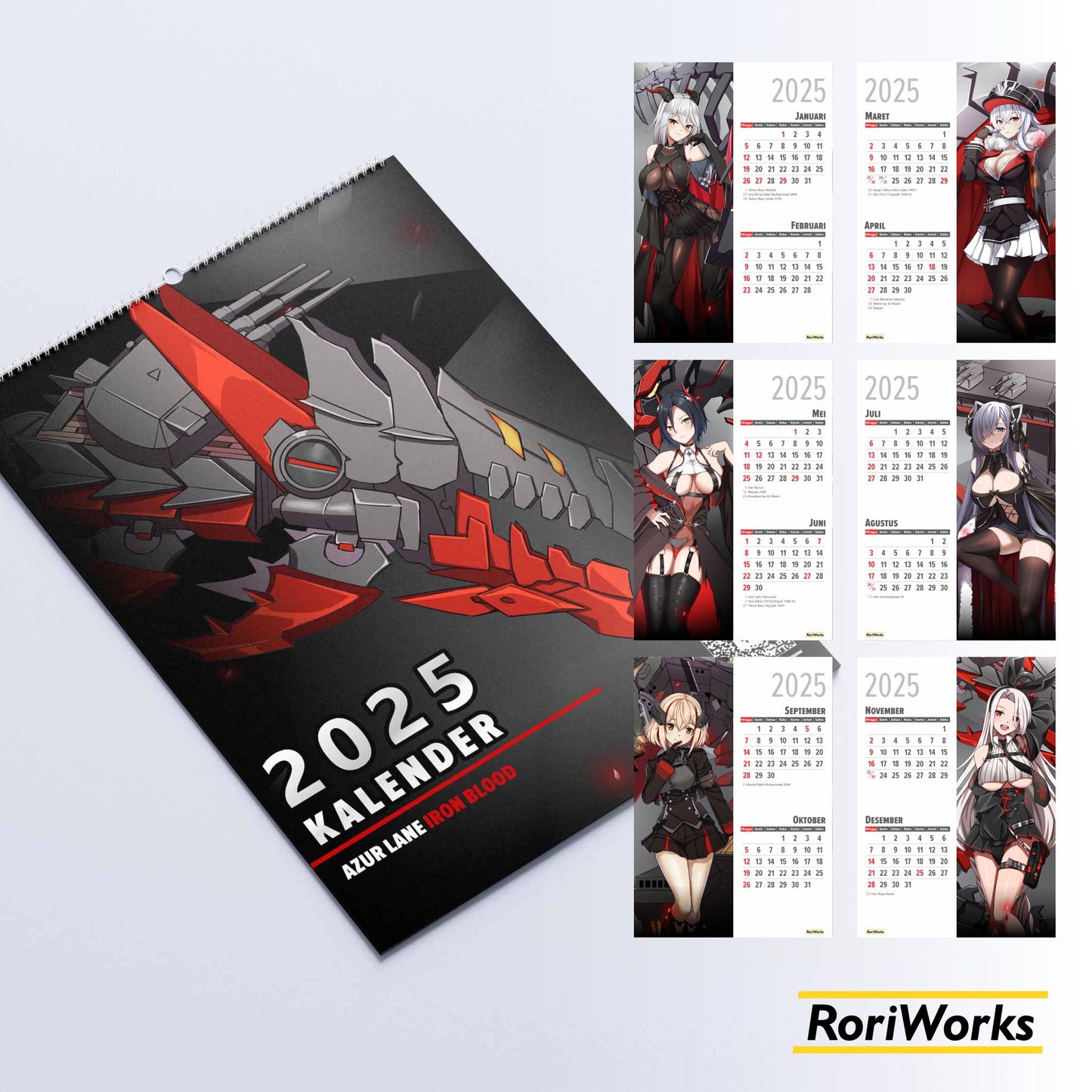 Kalender Dinding 2025 | Azur Lane (Crimson Axis)
