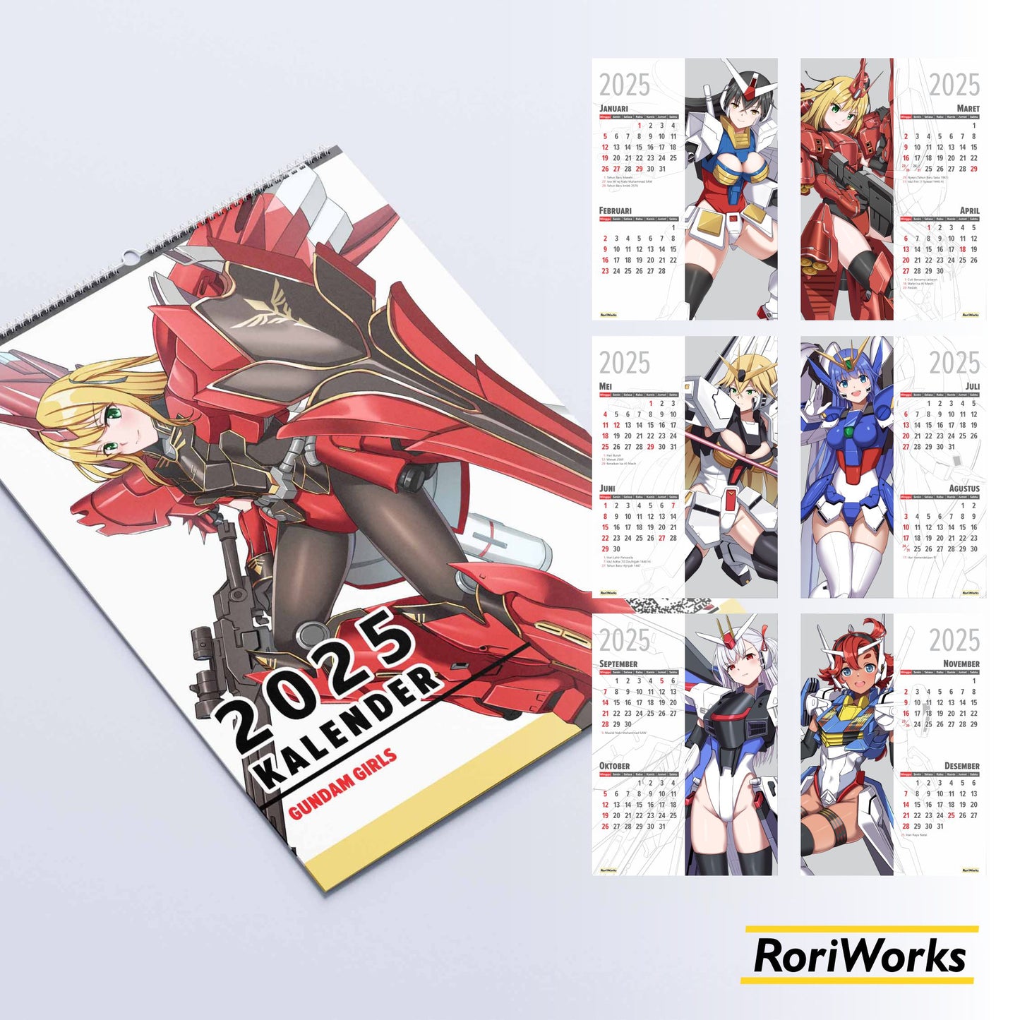 Kalender Dinding 2025 | Gundam Girl (Mecha Musume)
