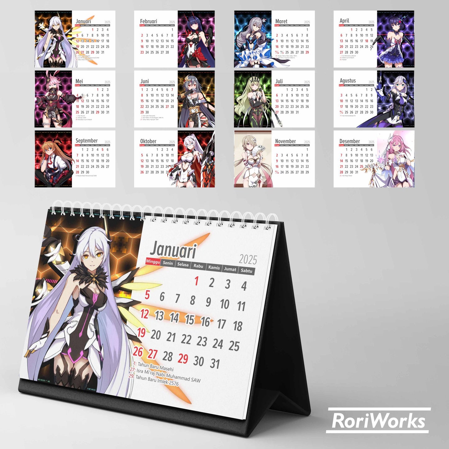 Kalender Meja 2025 | Honkai Impact 3rd