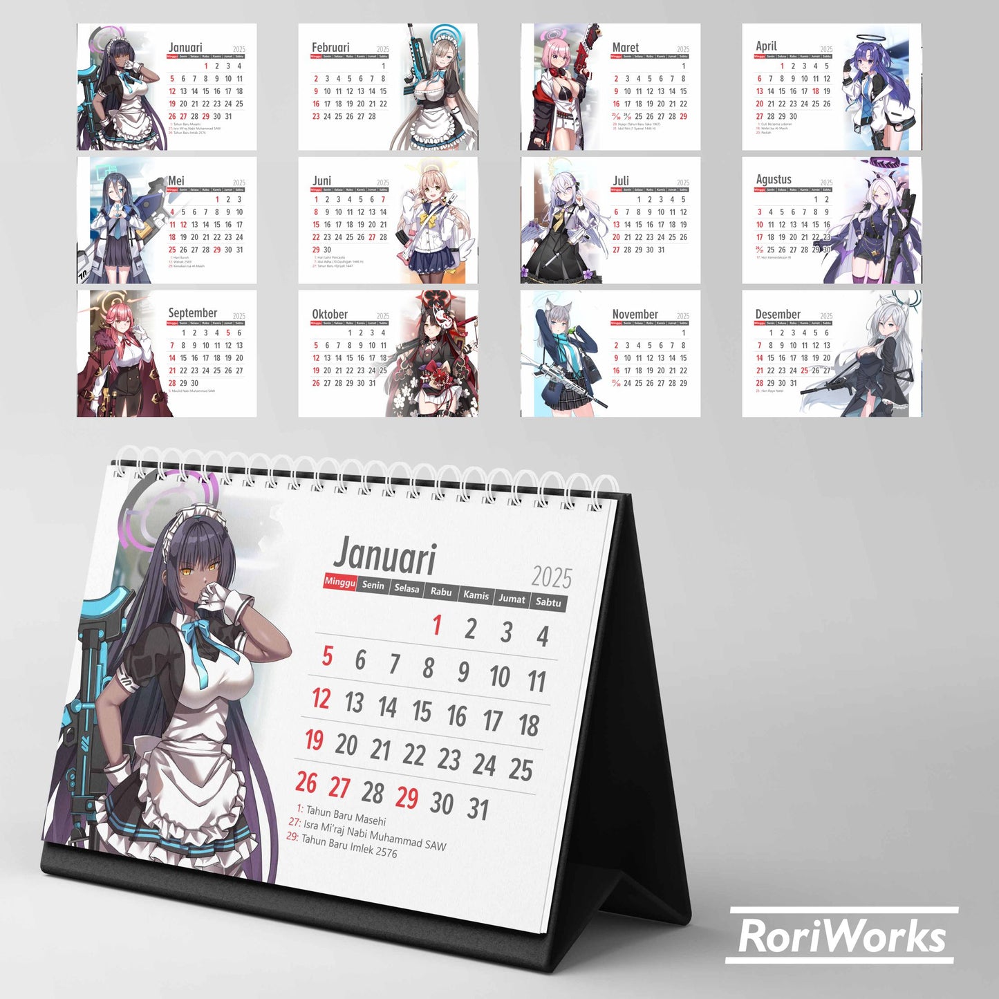 Kalender Meja 2025 | Blue Archive