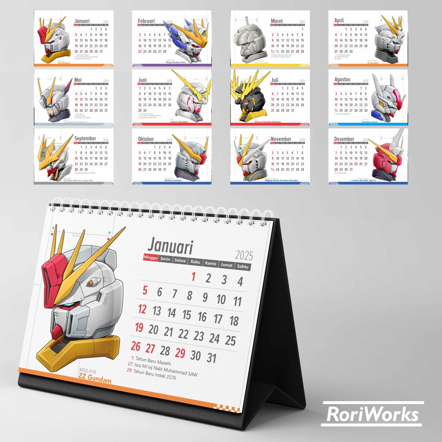 Kalender Meja 2025 | Gundam