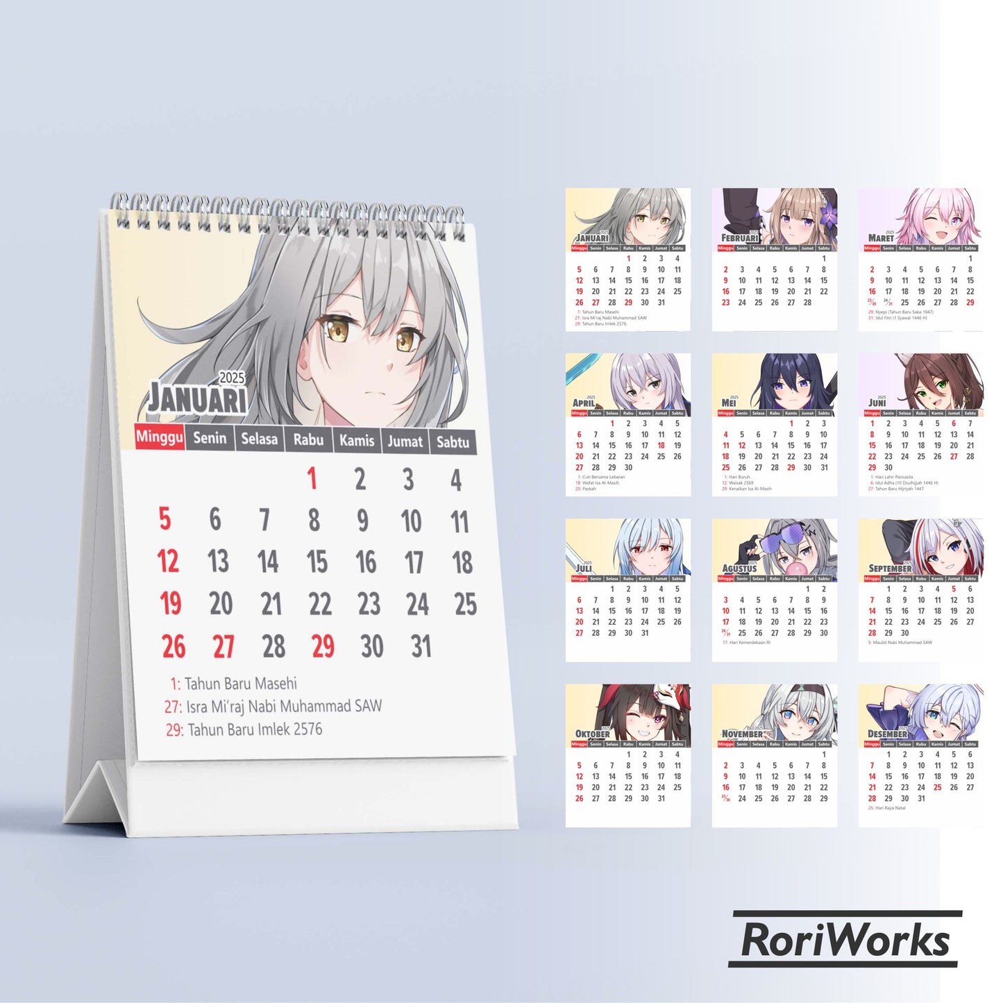 Kalender Meja Mini 2025 | Honkai: Star Rail