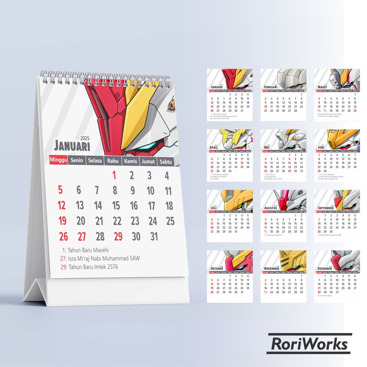 Kalender Meja Mini 2025 | Gundam