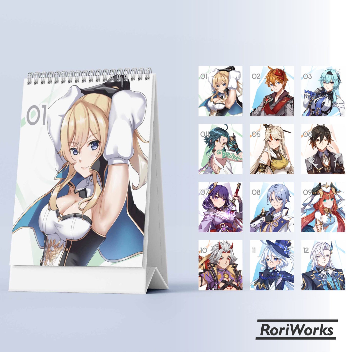 Kalender Meja Mini 2025 | Genshin Impact