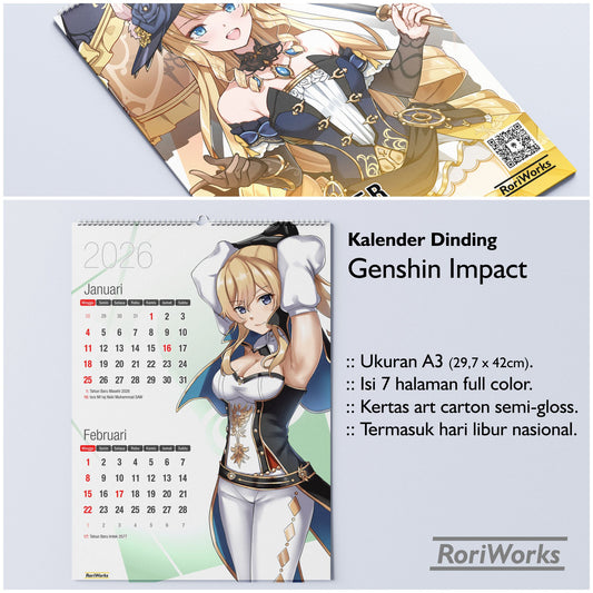 Kalender Dinding 2026 - Genshin Impact