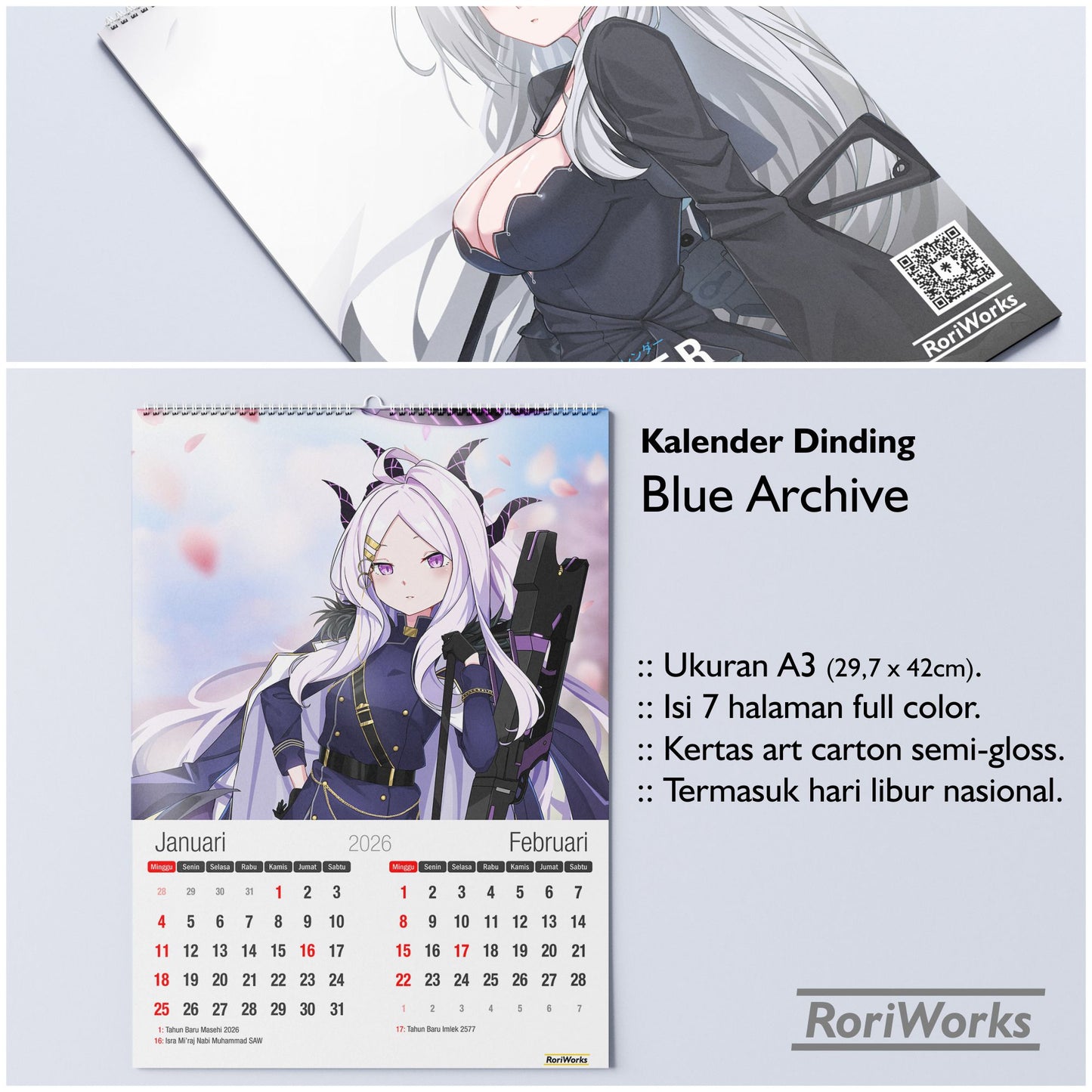 Kalender Dinding 2026 - Blue Archive