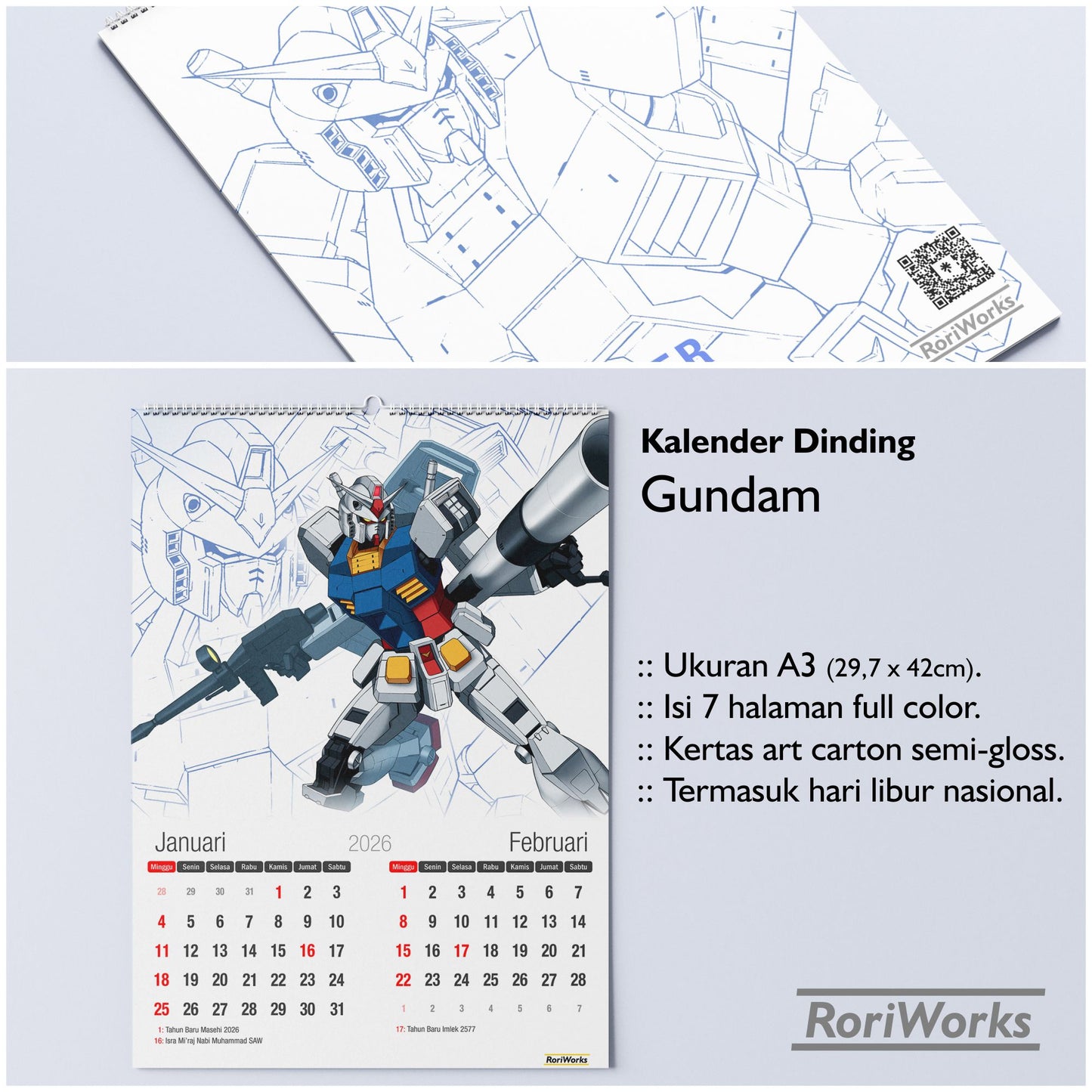 Kalender Dinding 2026 - Gundam