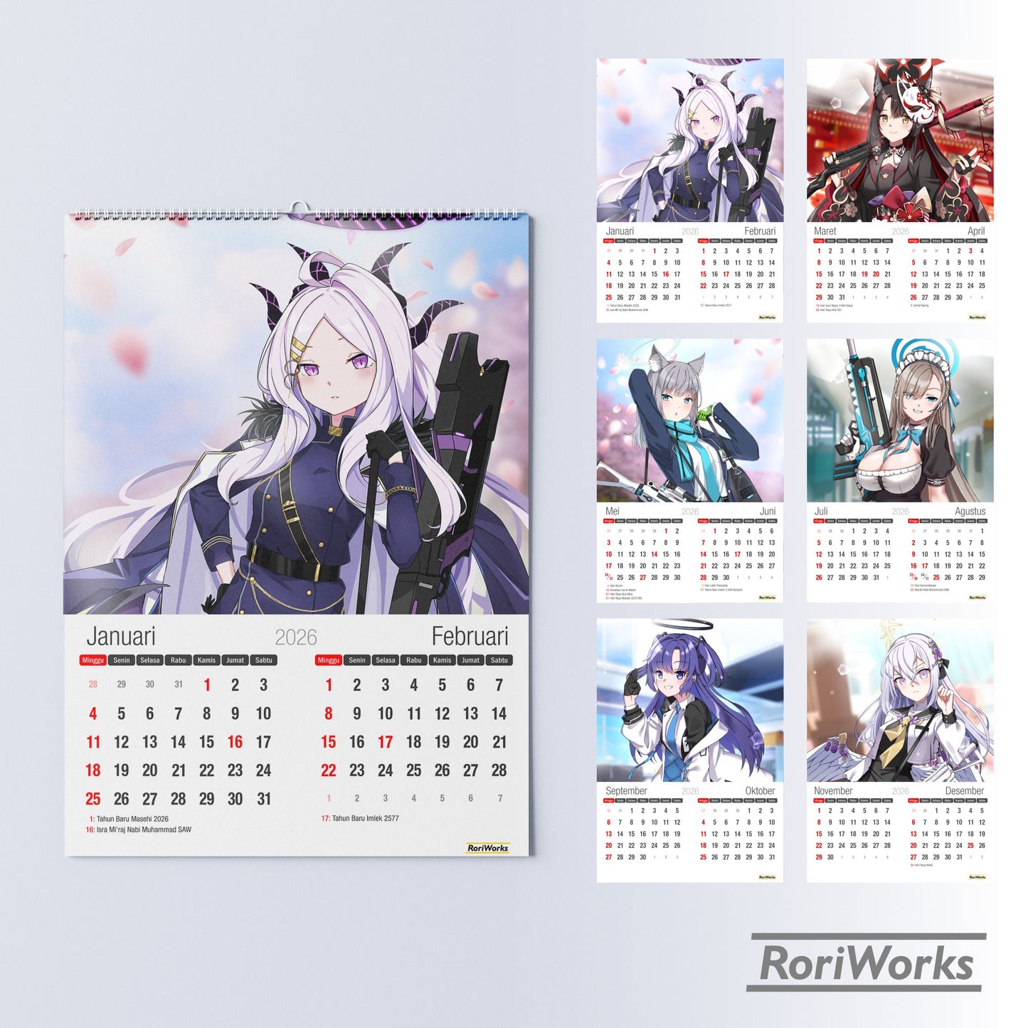 Kalender Dinding 2026 - Blue Archive