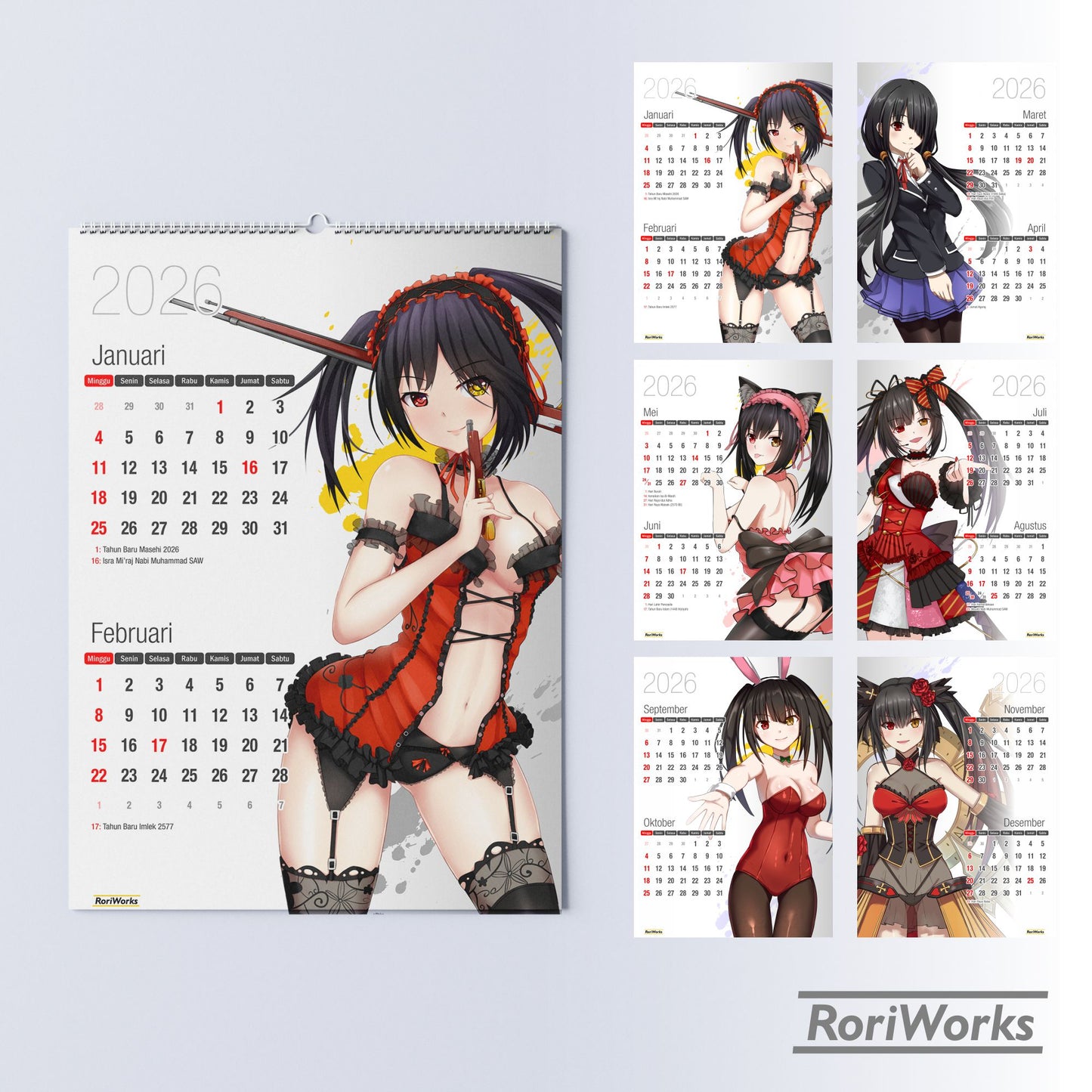 Kalender Dinding 2026 - Kurumi Tokisaki