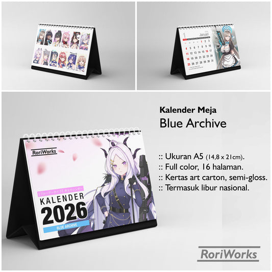 Kalender Meja 2026 - Blue Archive
