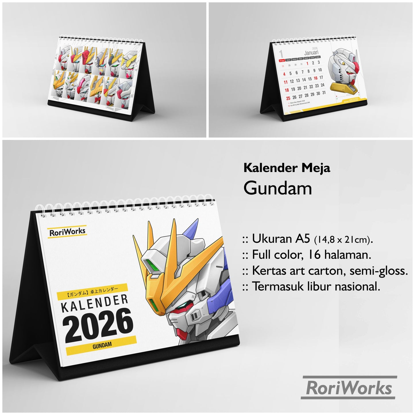 Kalender Meja 2026 - Gundam