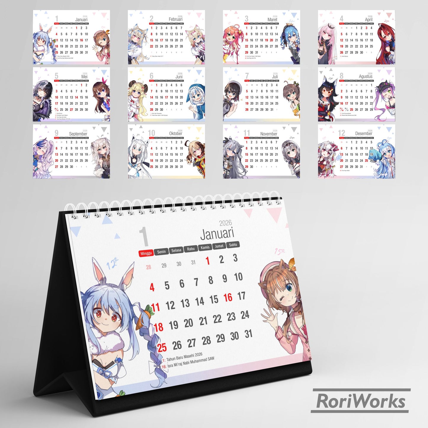 Kalender Meja 2026 - Hololive