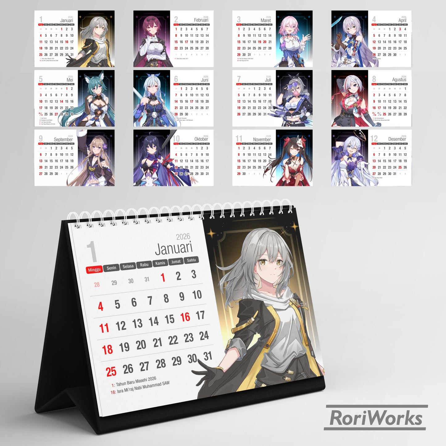 Kalender Meja 2026 - Honkai Star Rail