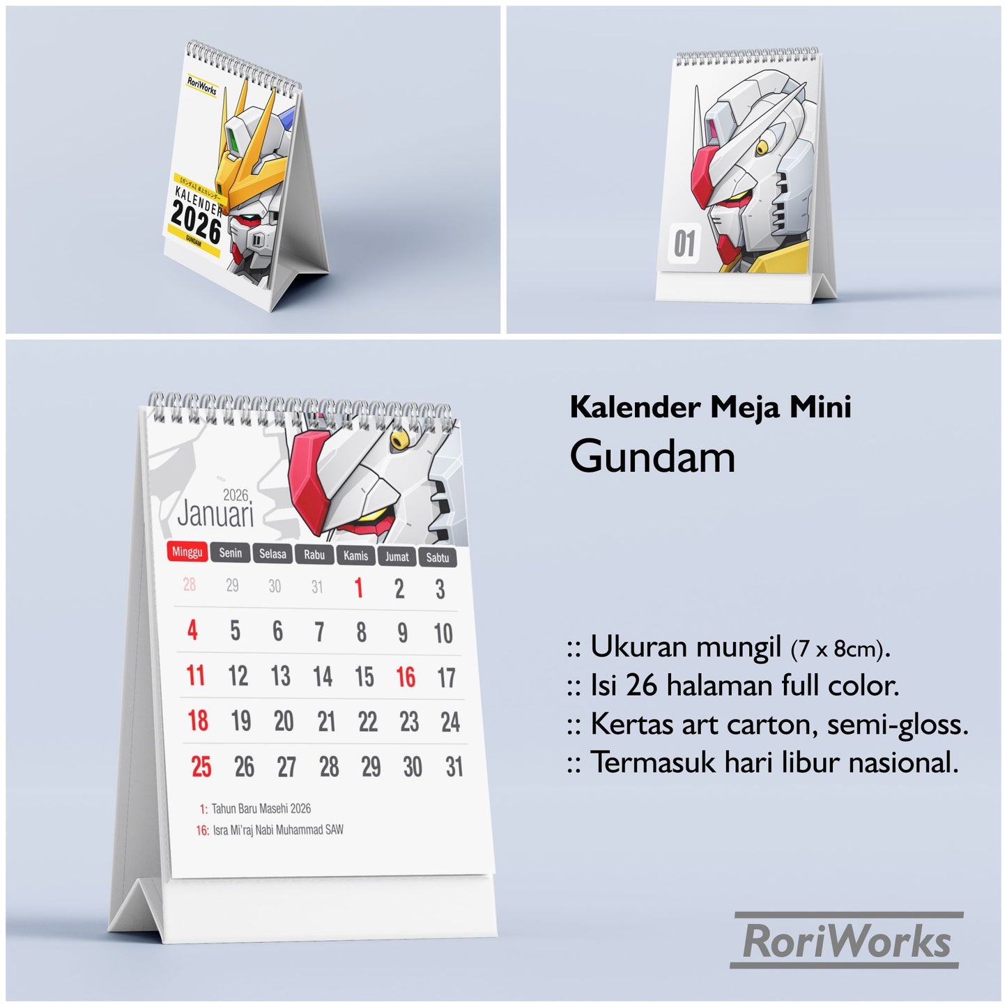 Kalender Meja Mini 2026 - Gundam