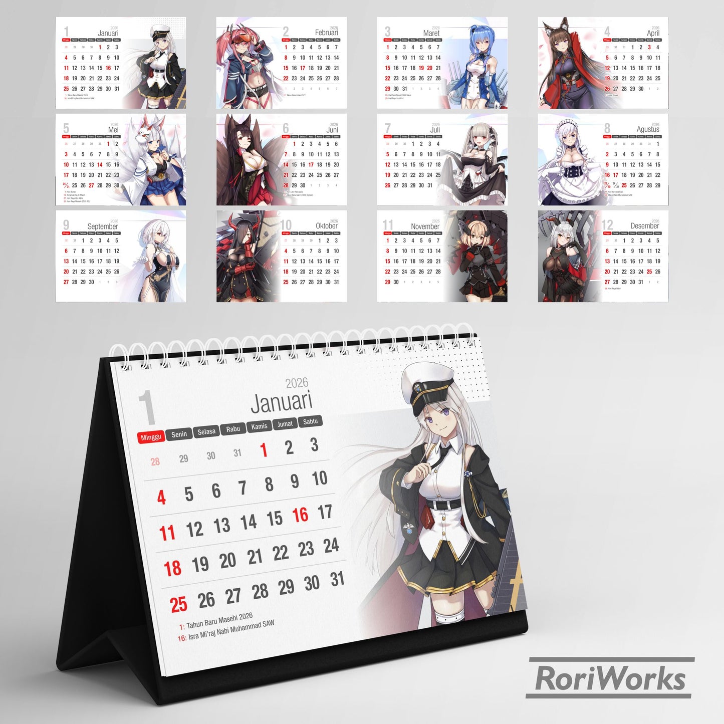 Kalender Meja 2026 - Azur Lane