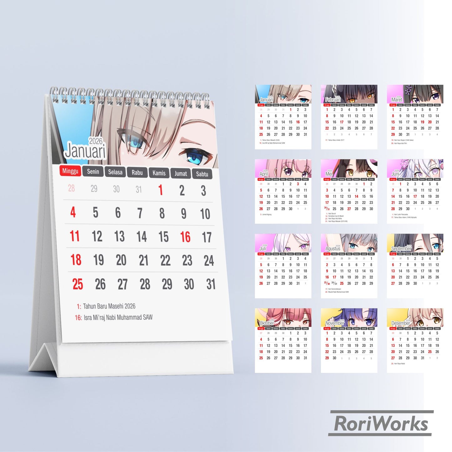 Kalender Meja Mini 2026 - Blue Archive