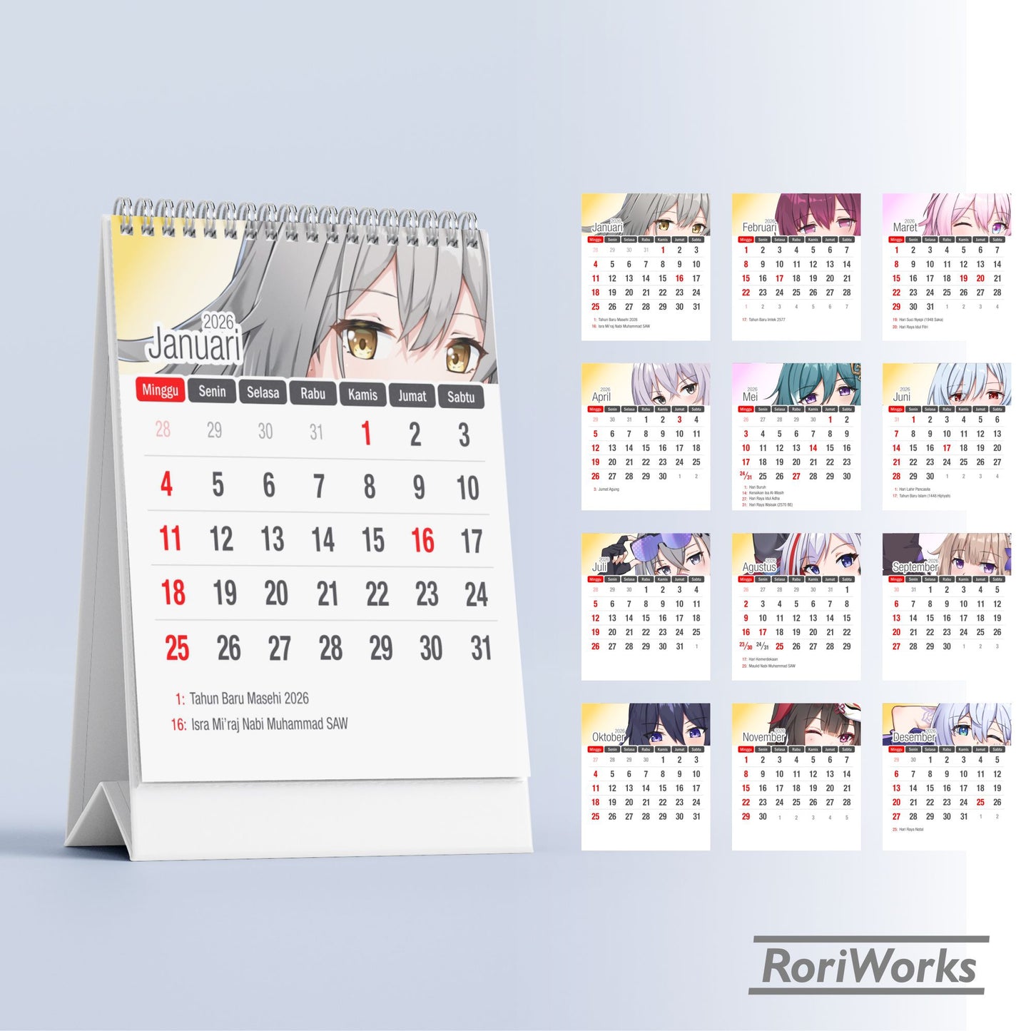 Kalender Meja Mini 2026 - Honkai Star Rail