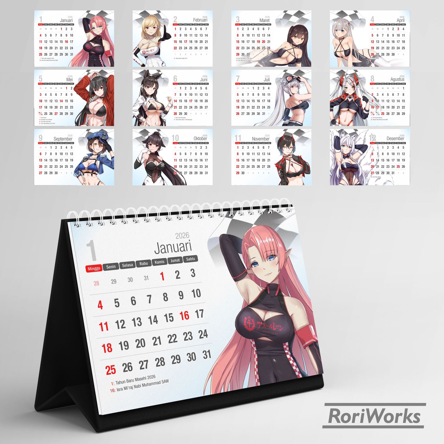Kalender Meja 2026 - Azur Lane (Race Queen)
