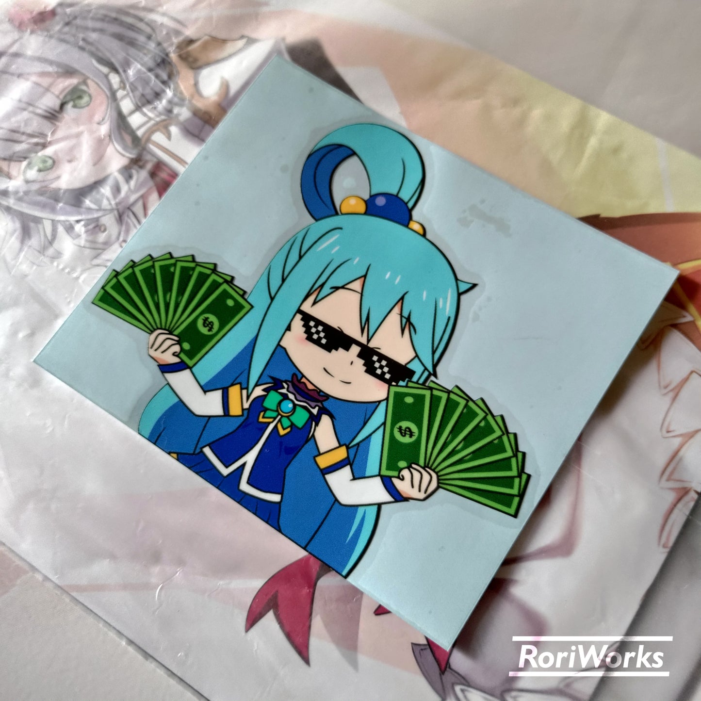 Stiker Crazy Rich Aqua | Konosuba