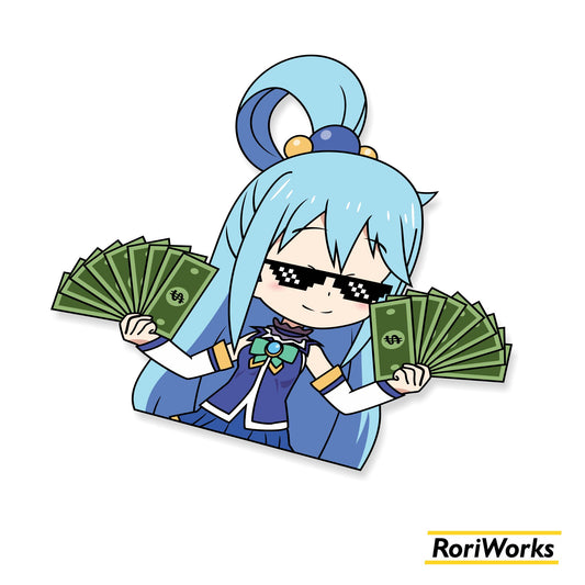 Stiker Crazy Rich Aqua | Konosuba
