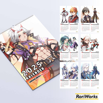 Kalender Dinding 2025 | Genshin Impact Husbando