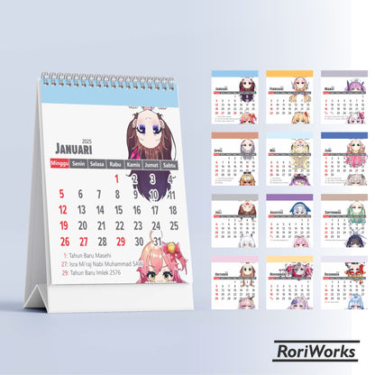 Kalender Meja Mini 2025 | Hololive