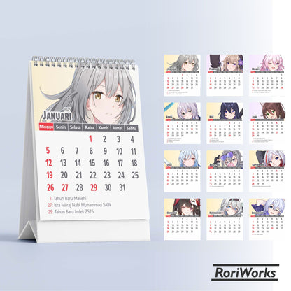 Kalender Meja Mini 2025 | Honkai: Star Rail