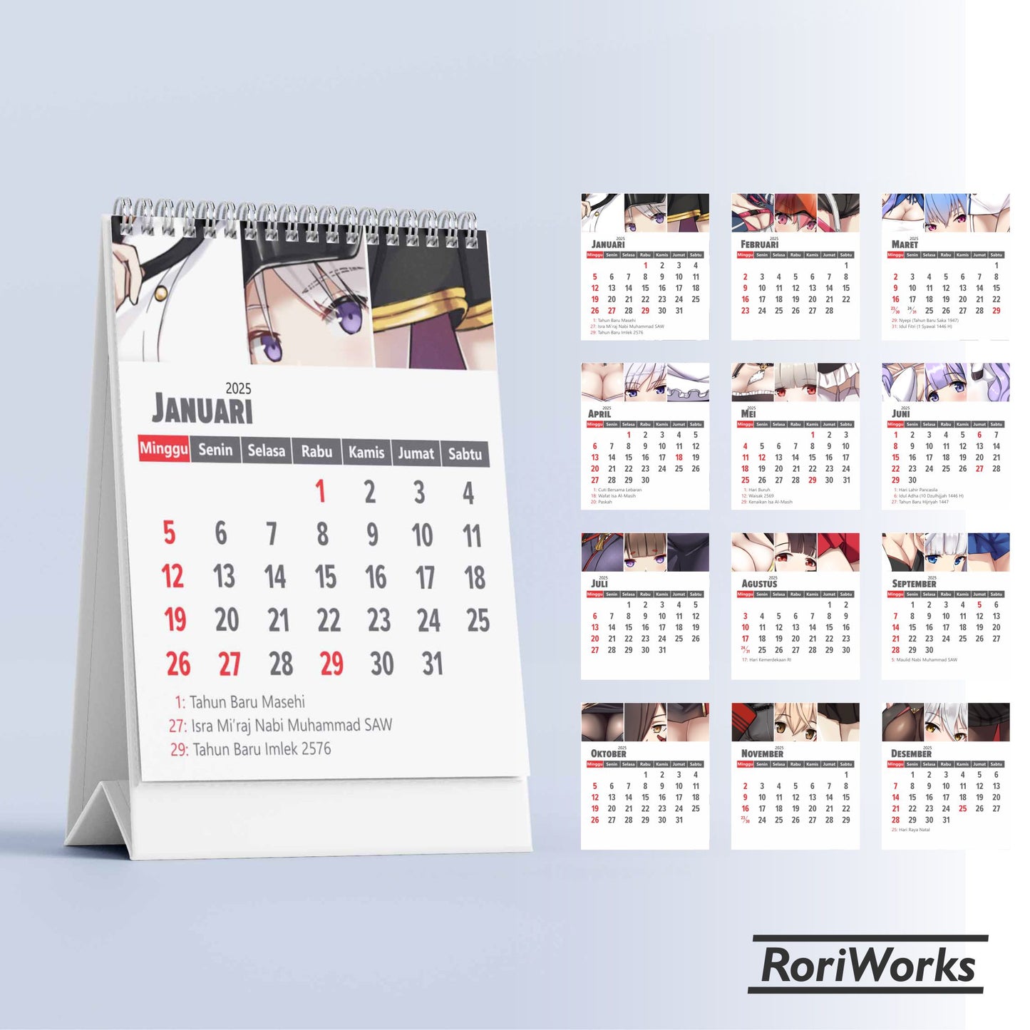 Kalender Meja Mini 2025 | Azur Lane