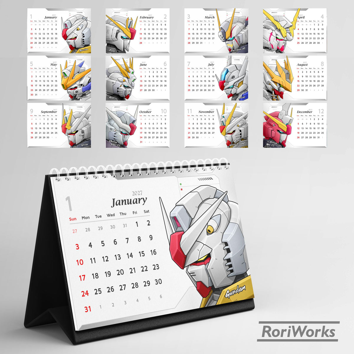 Kalender Meja 2027 - Gundam