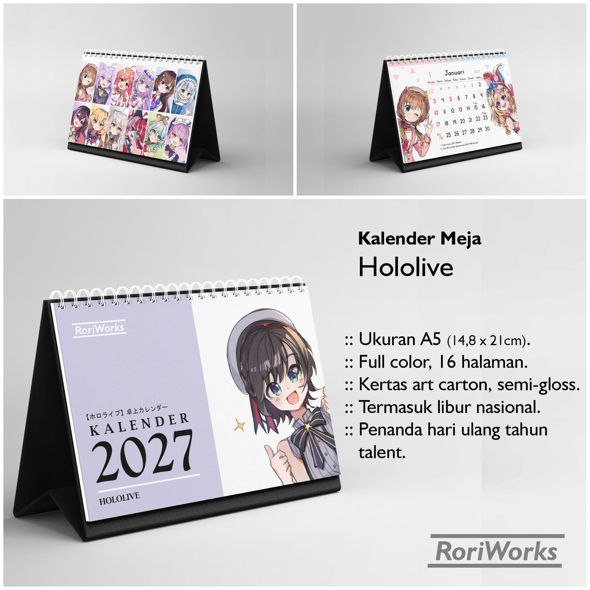 Kalender Meja 2027 - Hololive