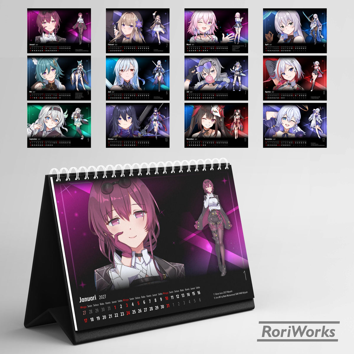 Kalender Meja 2027 - Honkai Star Rail
