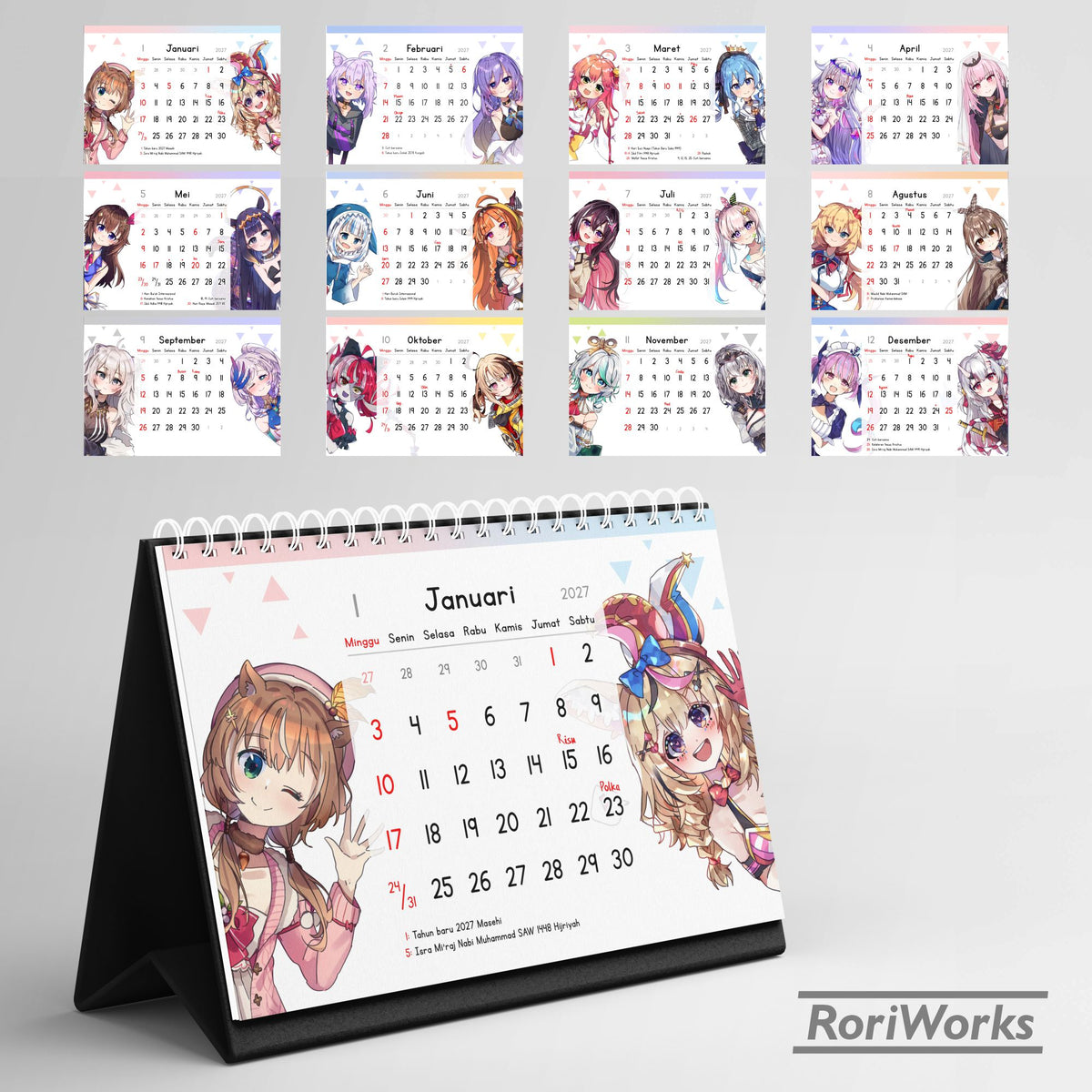 Kalender Meja 2027 - Hololive