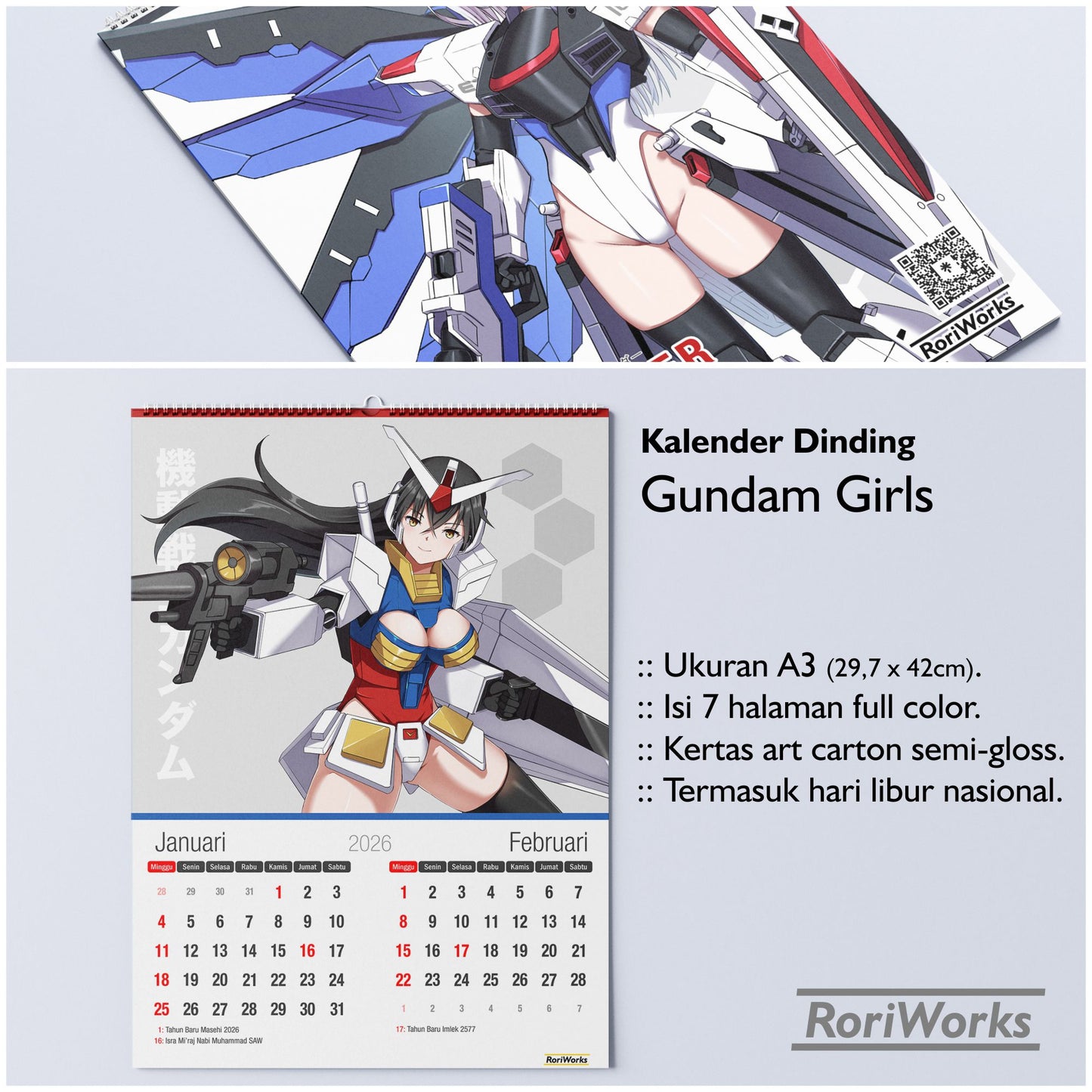 Kalender Dinding 2026 - Gundam Girls