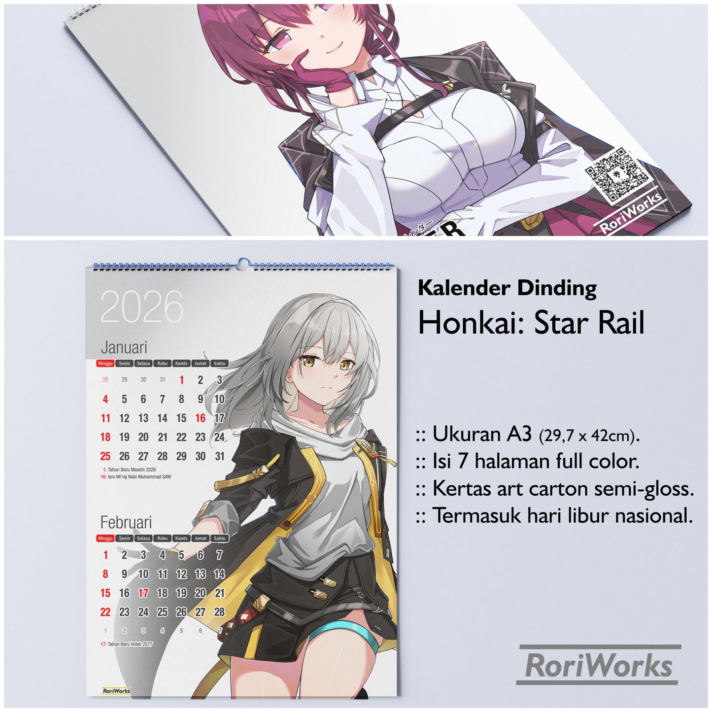 Kalender Dinding 2026 - Honkai Star Rail