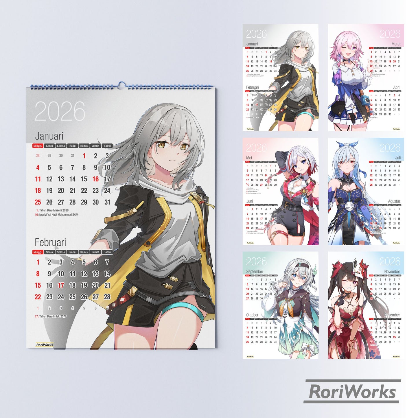 Kalender Dinding 2026 - Honkai Star Rail