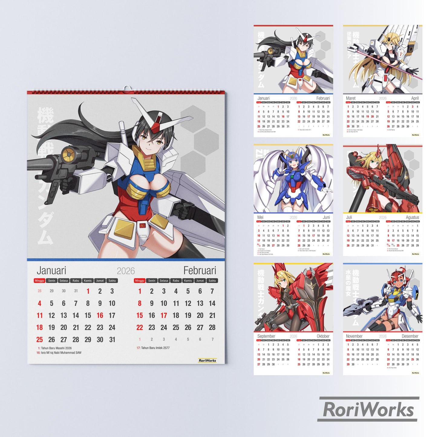 Kalender Dinding 2026 - Gundam Girls