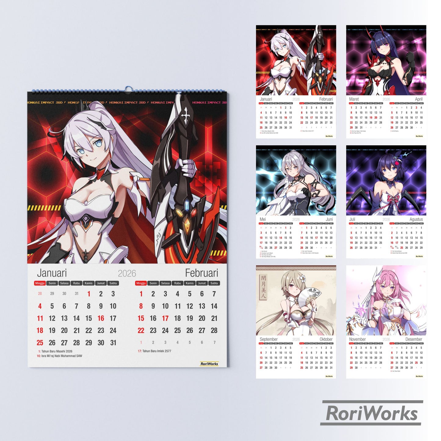 Kalender Dinding 2026 - Honkai Impact 3rd