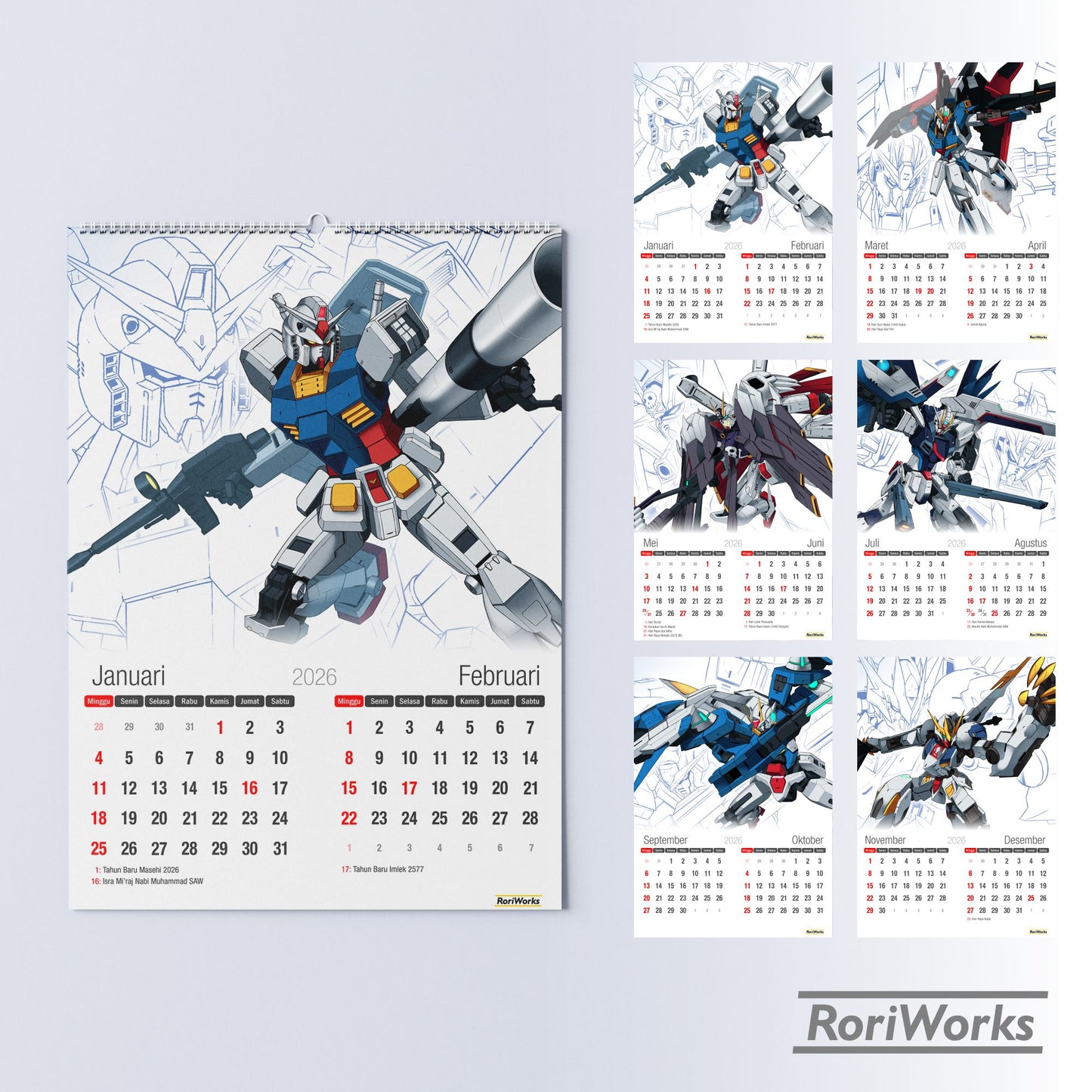 Kalender Dinding 2026 - Gundam