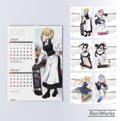 Kalender Dinding 2026 - Maid on Skate