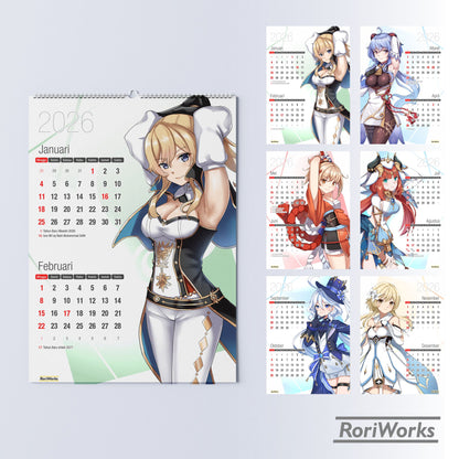 Kalender Dinding 2026 - Genshin Impact