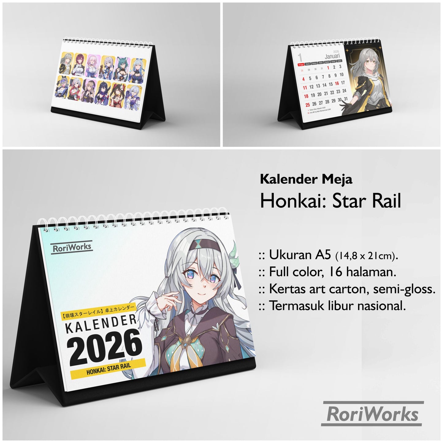 Kalender Meja 2026 - Honkai Star Rail