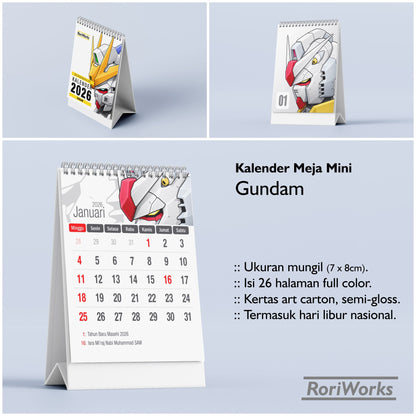 Kalender Meja Mini 2026 - Gundam