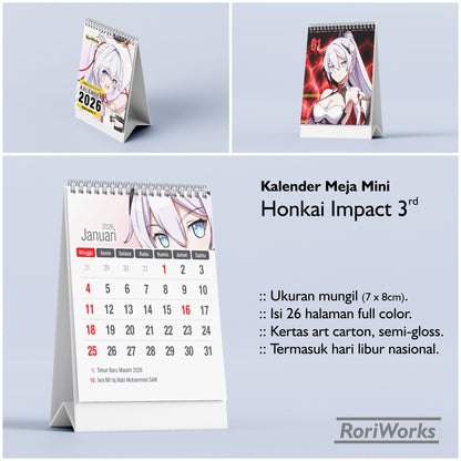Kalender Meja Mini 2026 - Honkai Impact 3rd