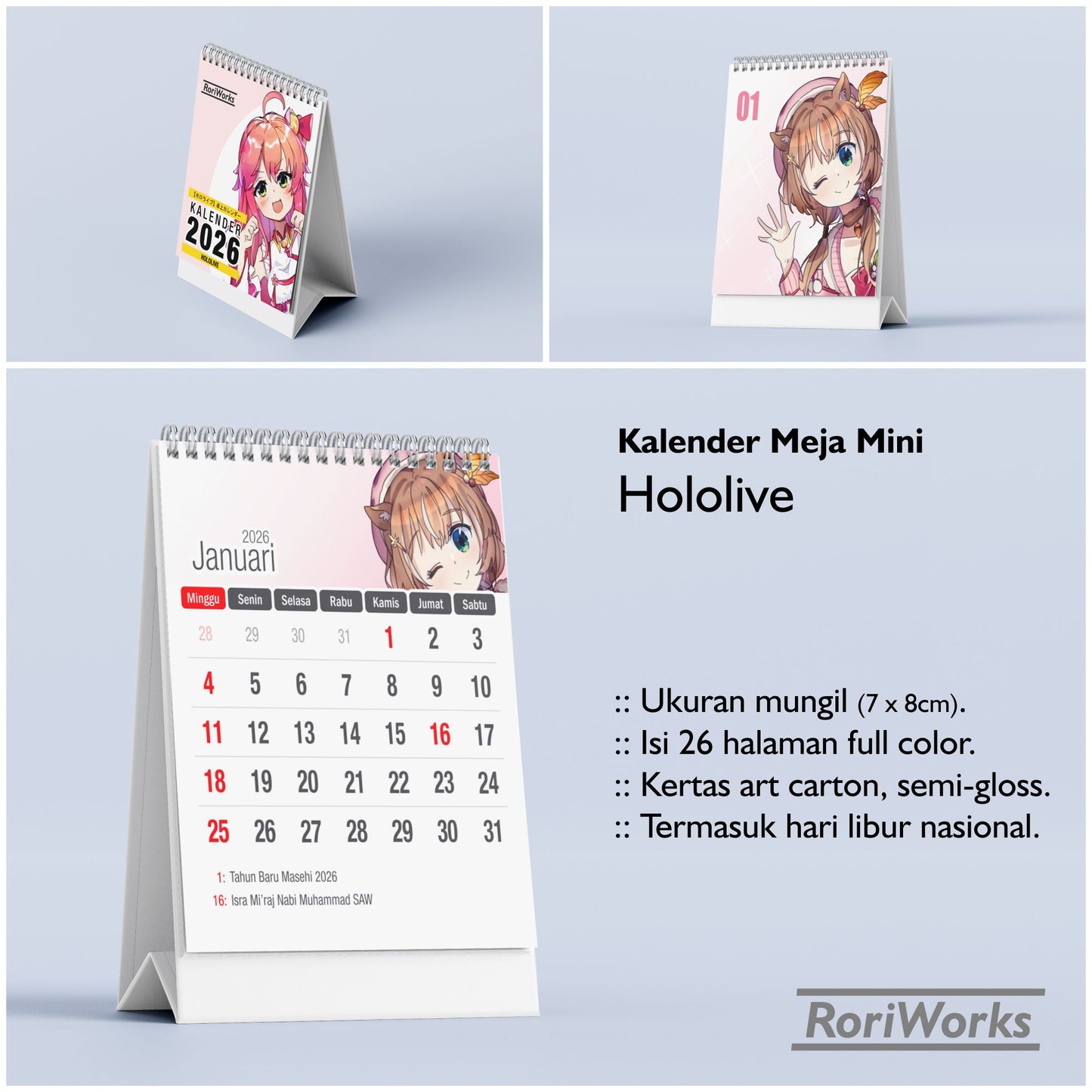 Kalender Meja Mini 2026 - Hololive