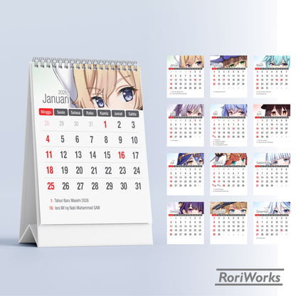 Kalender Meja Mini 2026 - Genshin Impact