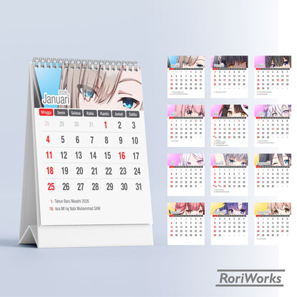 Kalender Meja Mini 2026 - Blue Archive