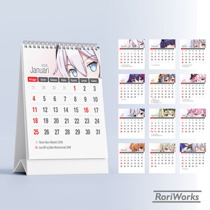 Kalender Meja Mini 2026 - Honkai Impact 3rd