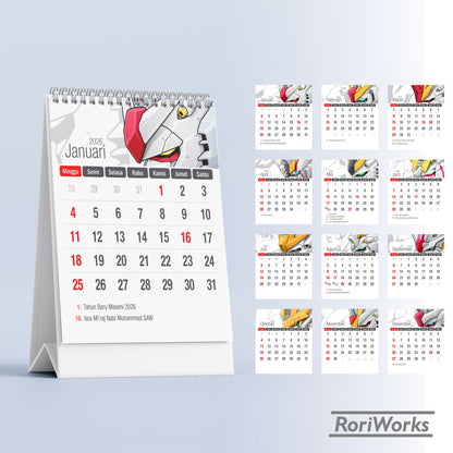 Kalender Meja Mini 2026 - Gundam